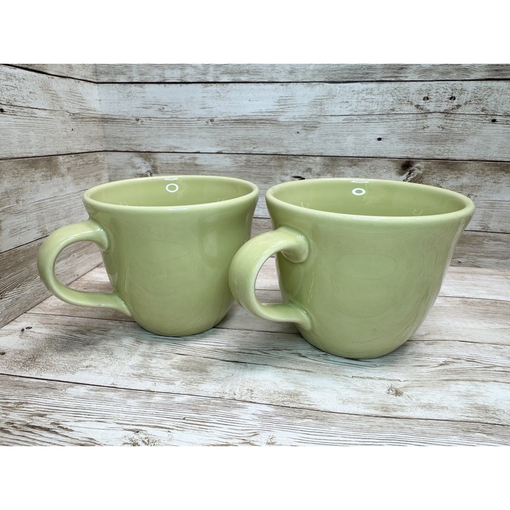 Crate & Barrel Sage Green Mugs Set of 2 – Designed by Barbara Eigen VTG Portugal